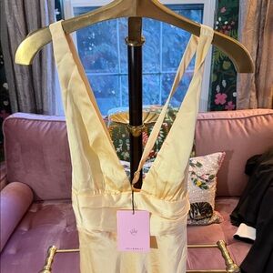 Hello Molly SILKY MOMENT SATIN MINI DRESS YELLOW NWT XS